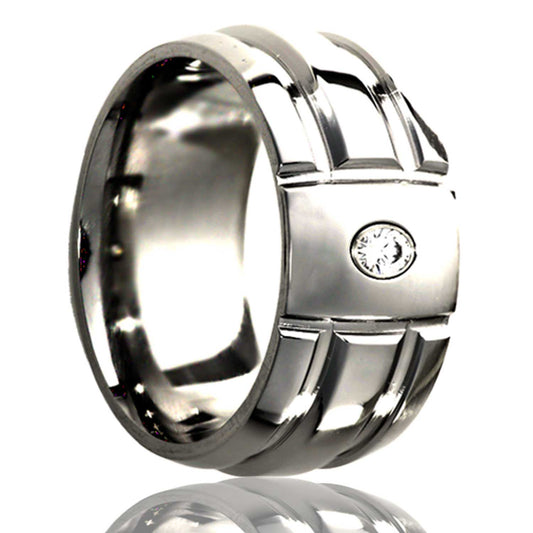 Cobalt Dome Ring Polished Milled Pattern Diamond