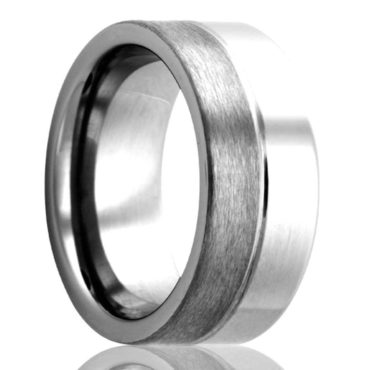 Tungsten Comfort Fit Ring Half Polished Satin