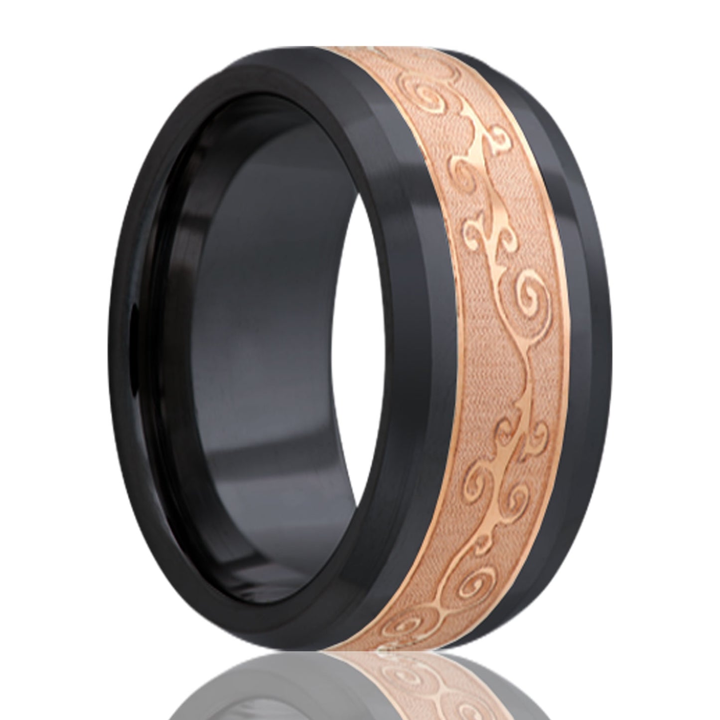 Zirconium Comfort Fit Ring with Copper Inlay