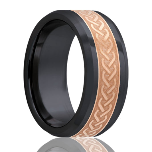 Zirconium Comfort Fit Ring with Copper Inlay