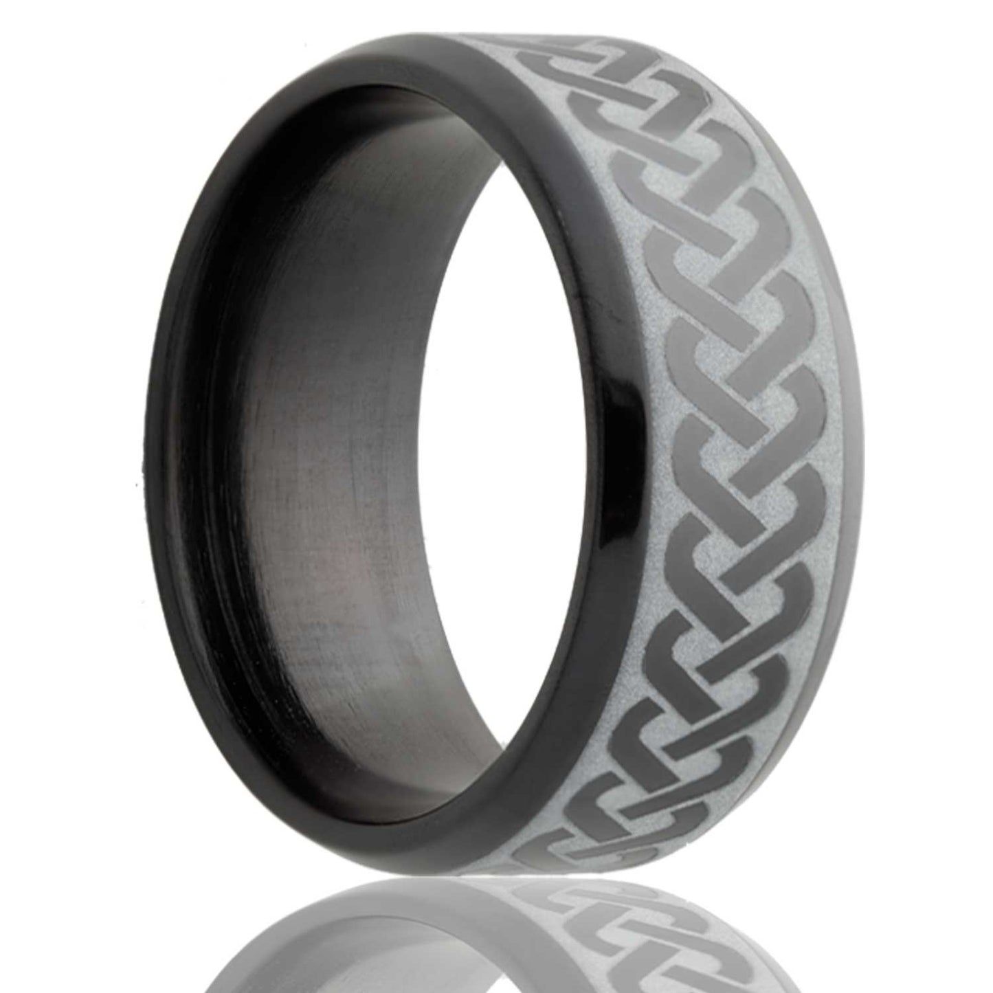 Zirconium Comfort Fit Ring with Celtic Weave