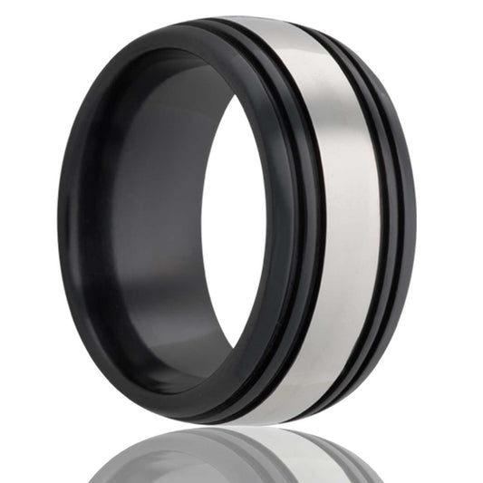 Zirconium Comfort Fit Ring with Silver Finish