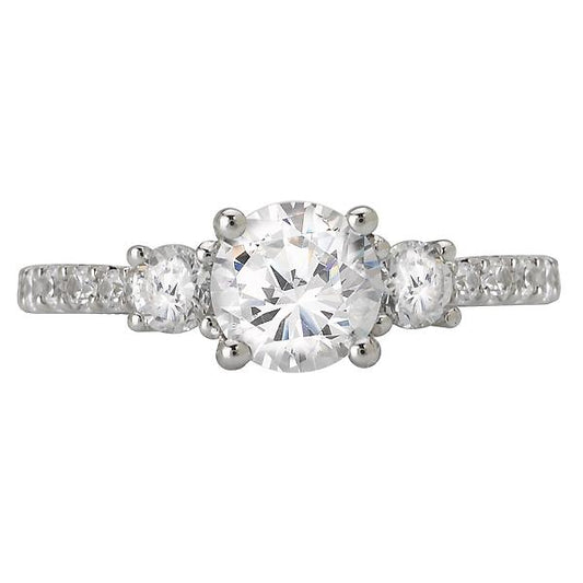3 Stone Semi-Mount Diamond Ring