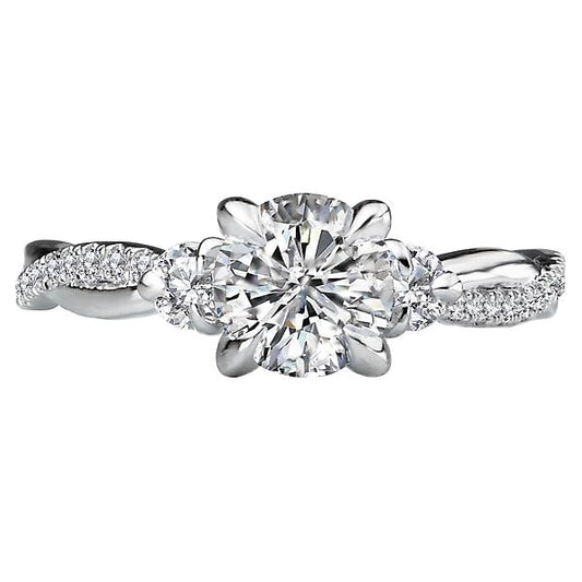 3-Stone Semi-Mount Diamond Ring
