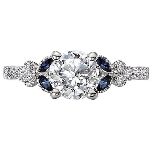 Sapphire and Diamond Semi-Mount Ring