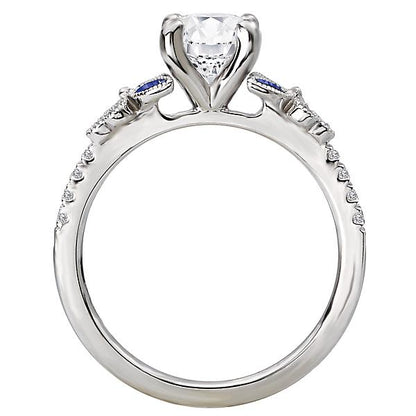 Sapphire and Diamond Semi-Mount Ring