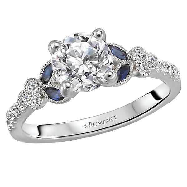 Sapphire and Diamond Semi-Mount Ring