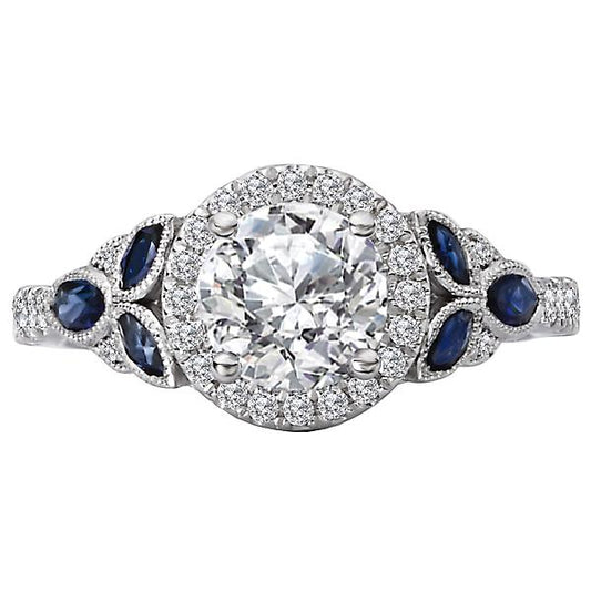 Sapphire and Diamond Semi-Mount Ring