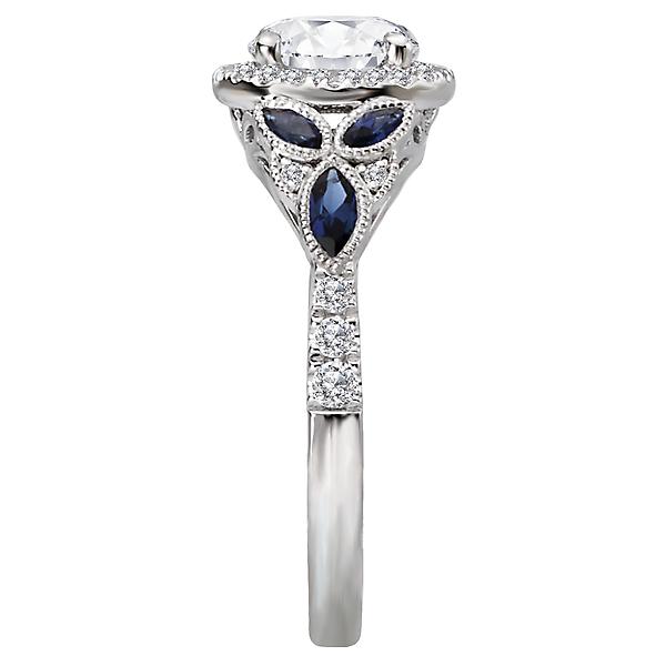 Sapphire and Diamond Semi-Mount Ring