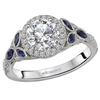 Sapphire and Diamond Semi-Mount Ring