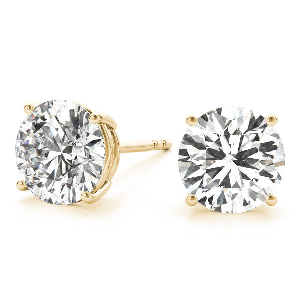 Lab Diamond Stud Earrings Round 2.00 ct. tw. (D-E, VVS) in 14k Gold 4-Prong Basket