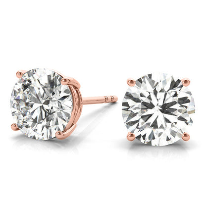 Lab Diamond Stud Earrings Round 4.00 ct. tw. (D-E, VVS) in 14k Gold 4-Prong Basket