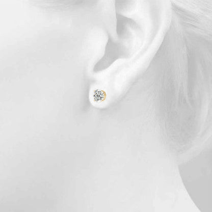 Lab Diamond Stud Earrings Round 4.00 ct. tw. (D-E, VVS) in 14k Gold 4-Prong Basket