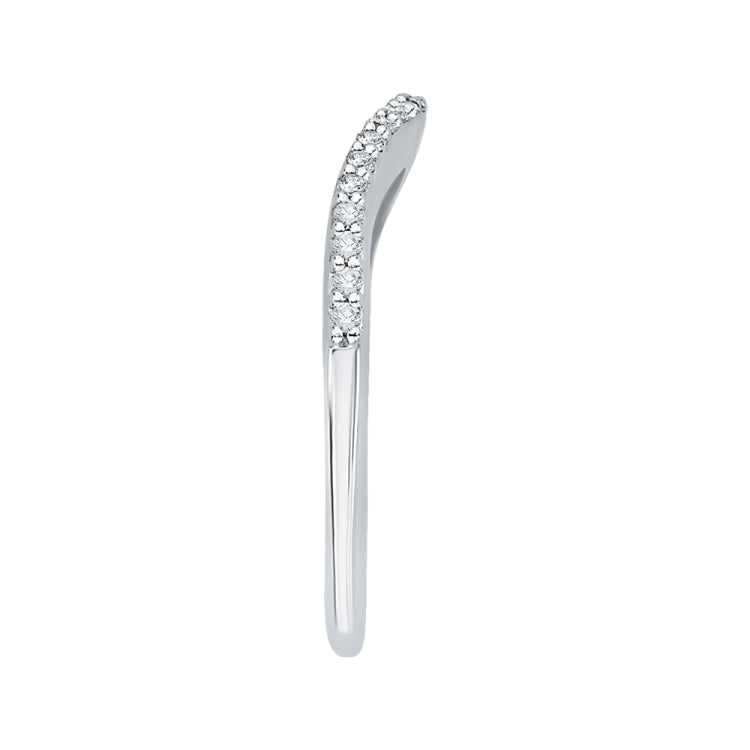 14K White Gold Diamond Half Eternity Euro shank Wedding Band