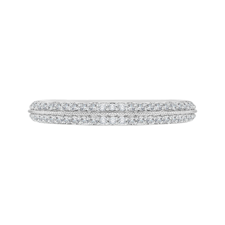 14K White Gold Euro Shank Diamond Wedding Band