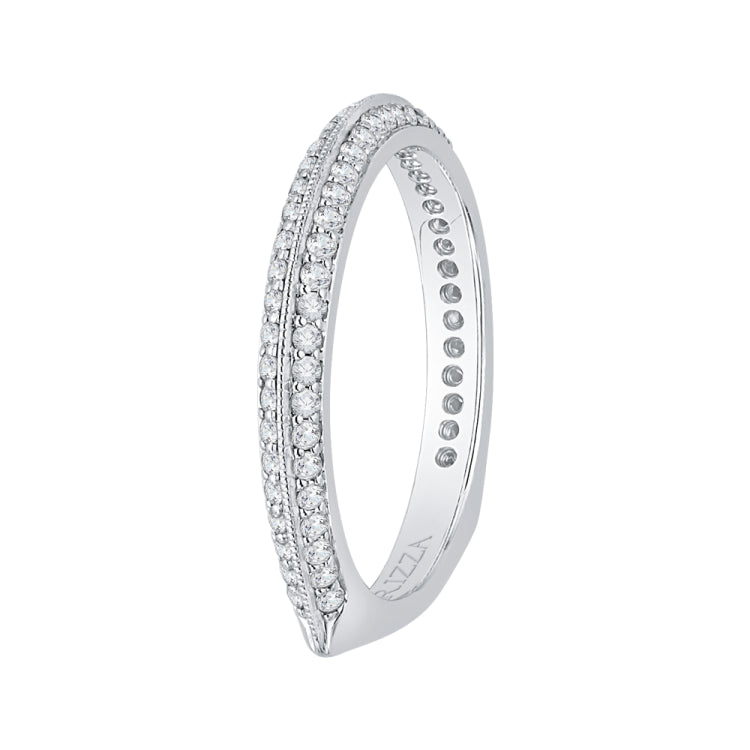 14K White Gold Euro Shank Diamond Wedding Band