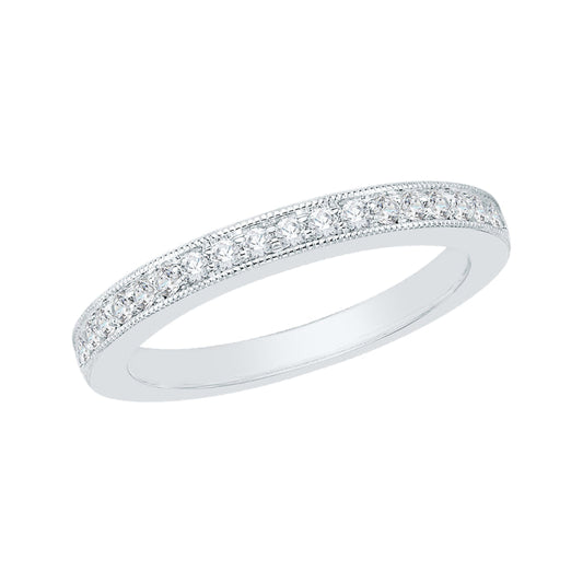 14K White Gold Round Diamond Wedding Band