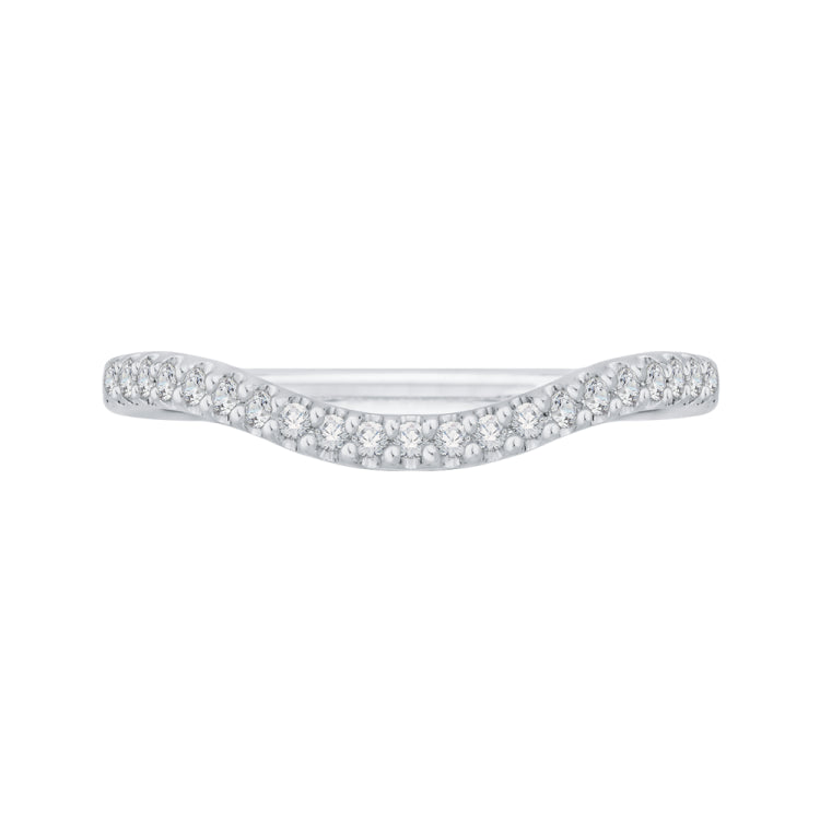 14K White Gold Diamond Wedding Band with Euro Shank