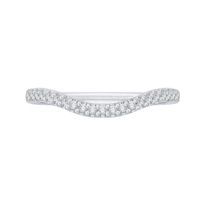 14K White Gold Diamond Wedding Band with Euro Shank