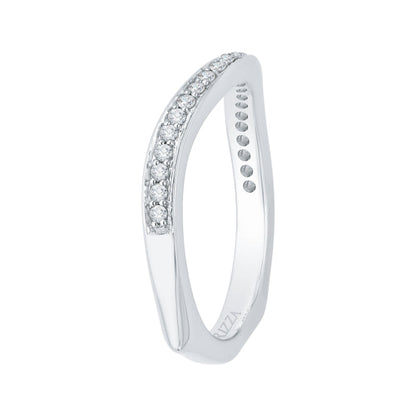 14K White Gold Diamond Wedding Band with Euro Shank