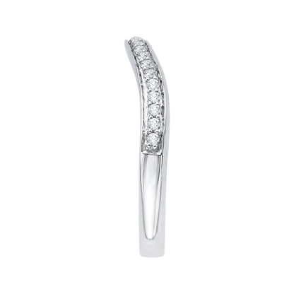 14K White Gold Diamond Wedding Band with Euro Shank