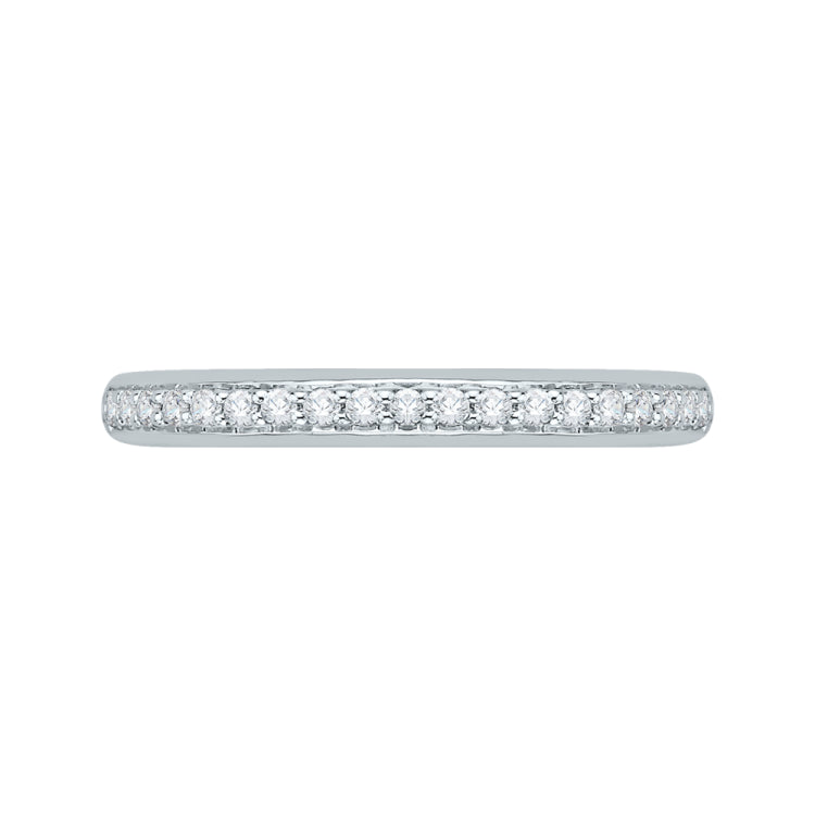 14K White Gold Round Diamond Half-Eternity Wedding Band with Euro Shank