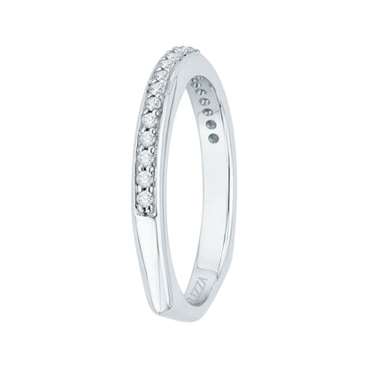 14K White Gold Round Diamond Half-Eternity Wedding Band with Euro Shank