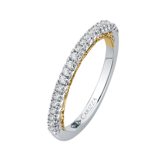 Round Diamond Half-Eternity Wedding Band In 14K Two-Tone Gold