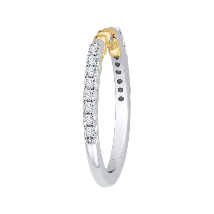 14K Two-Tone Gold Round Diamond Wedding Band