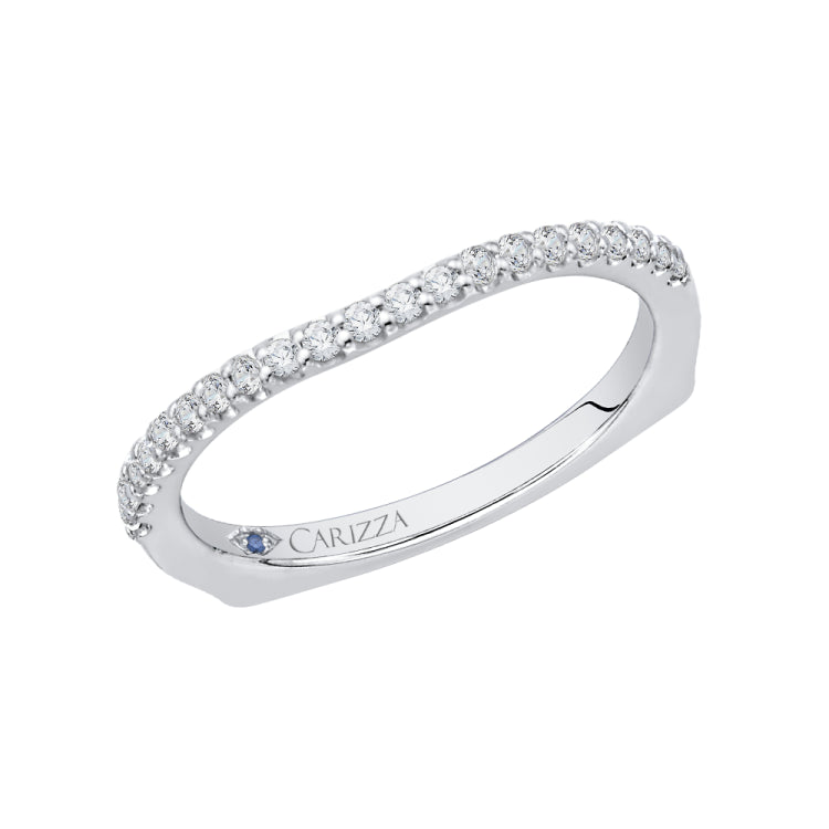 Round Diamond Wedding Band with Euro Shank In 14K White Gold