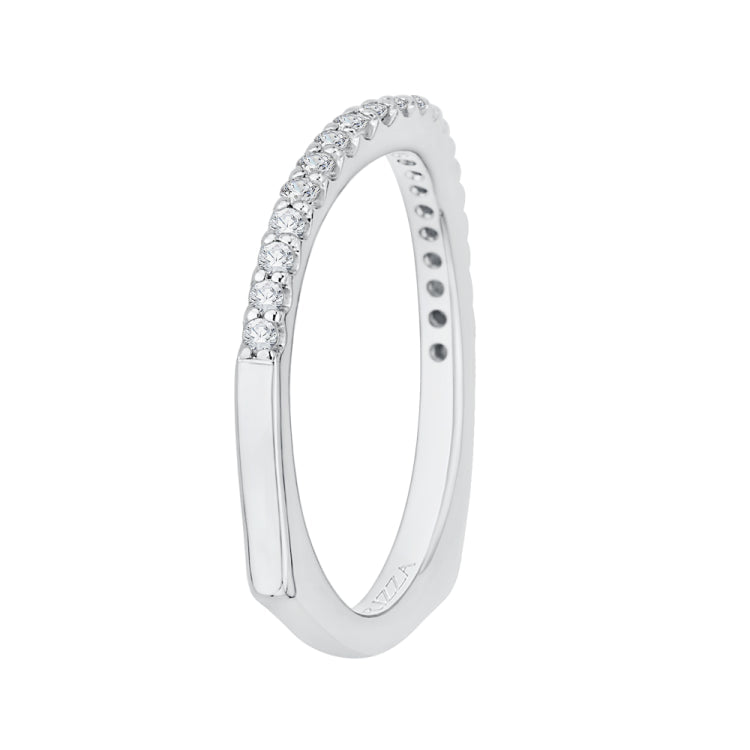 Round Diamond Wedding Band with Euro Shank In 14K White Gold