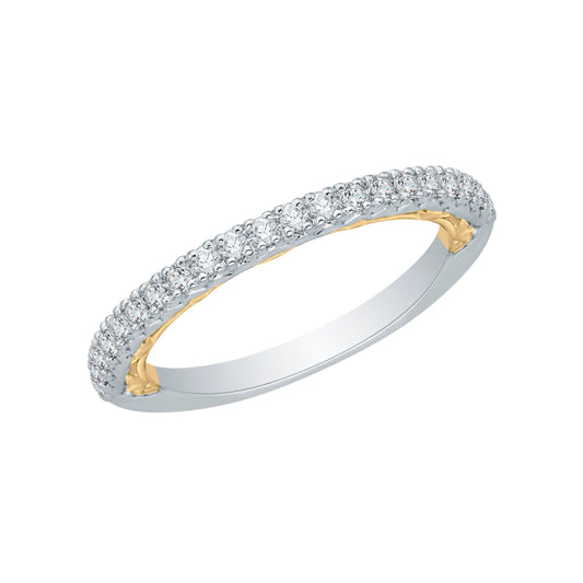 14K Two-Tone Gold Round Diamond Half-Eternity Wedding Band