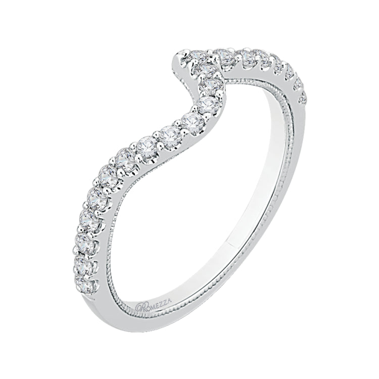 14K White Gold Round Diamond Half-Eternity Wedding Band