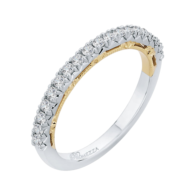 Round Diamond Half-Eternity Wedding Band In 14K Two-Tone Gold