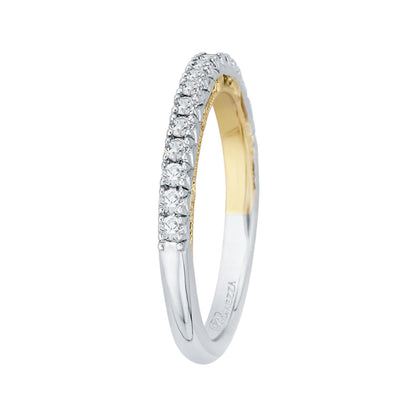 Round Diamond Half-Eternity Wedding Band In 14K Two-Tone Gold