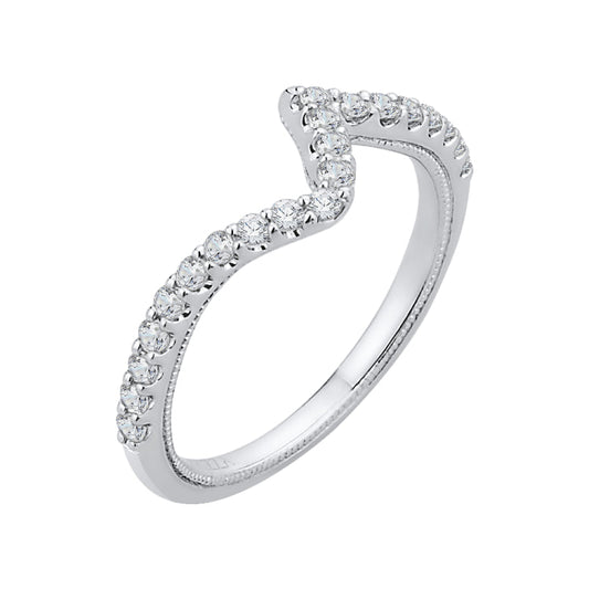 14K White Gold Round Diamond Half-Eternity Wedding Band