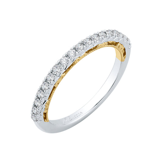 Round Diamond Half-Eternity Wedding Band In 14K Two-Tone Gold