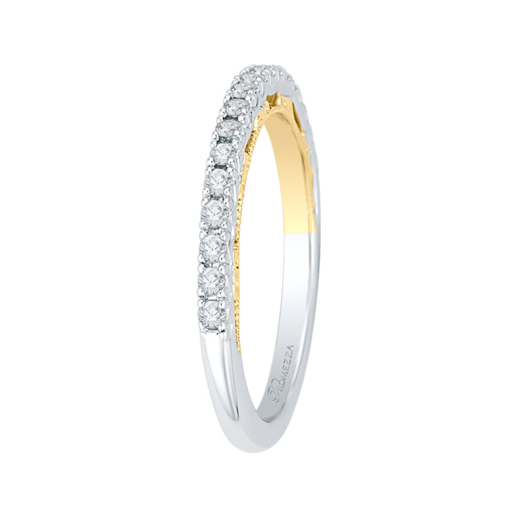 Round Diamond Half-Eternity Wedding Band In 14K Two-Tone Gold