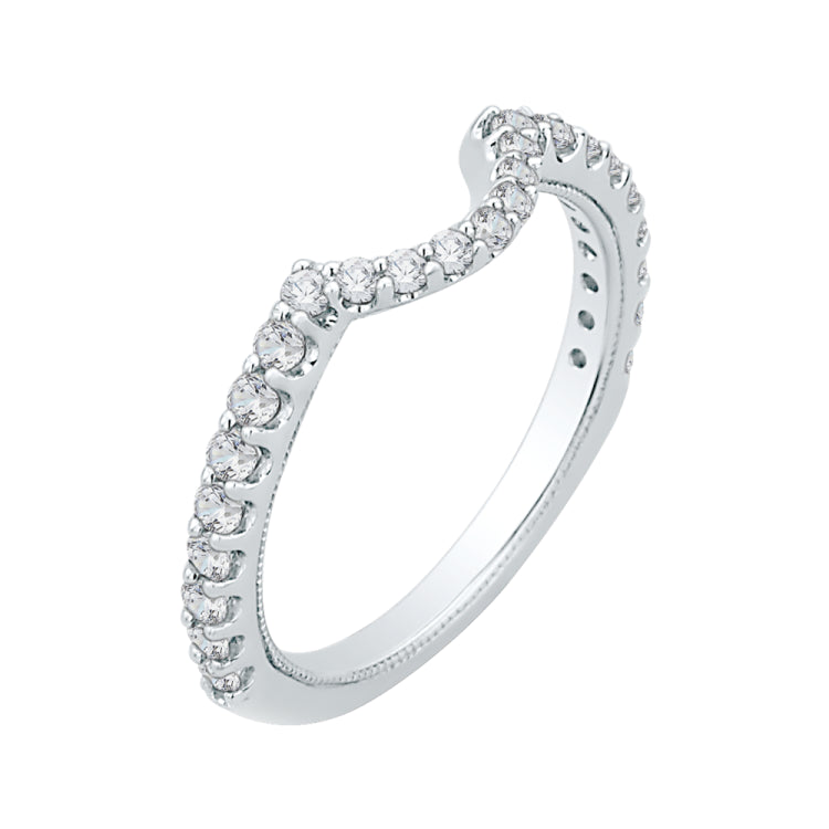 Round Diamond Wedding Band In 18K White Gold