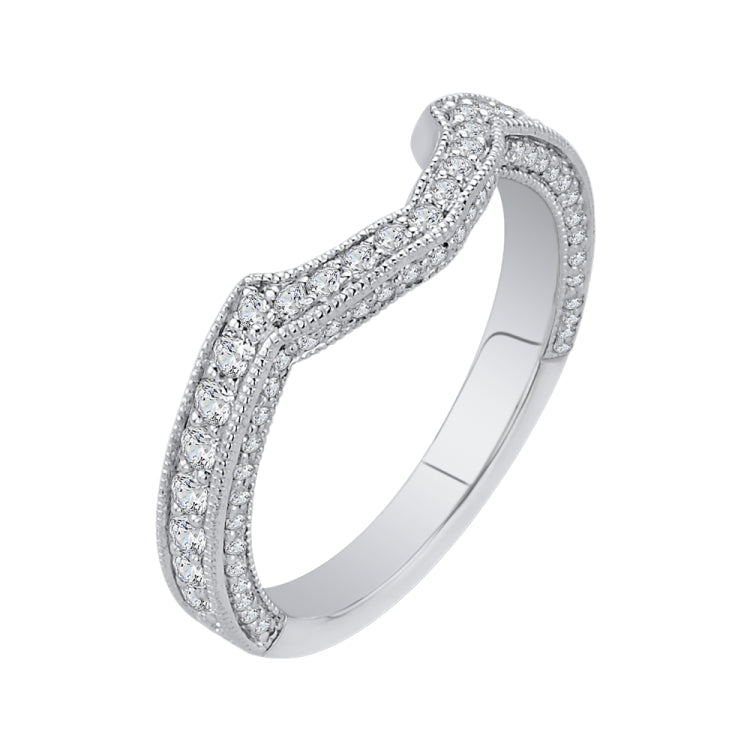 Round Diamond Wedding Band In 18K White Gold