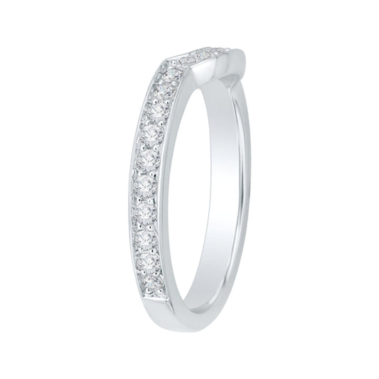 18K White Gold Round Diamond Wedding Band