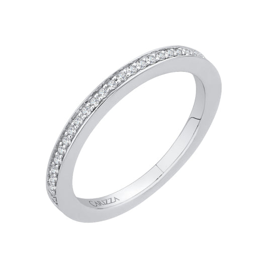 Round Diamond Half-Eternity Wedding Band In 14K White Gold