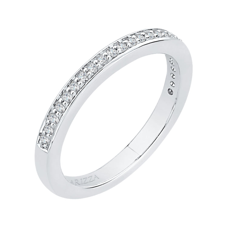 14K White Gold Round Diamond Half-Eternity Wedding Band