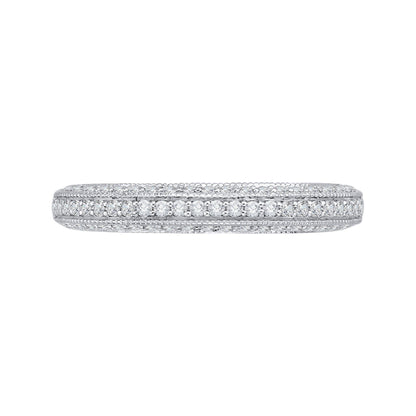 14K White Gold Round Diamond Half-Eternity Wedding Band