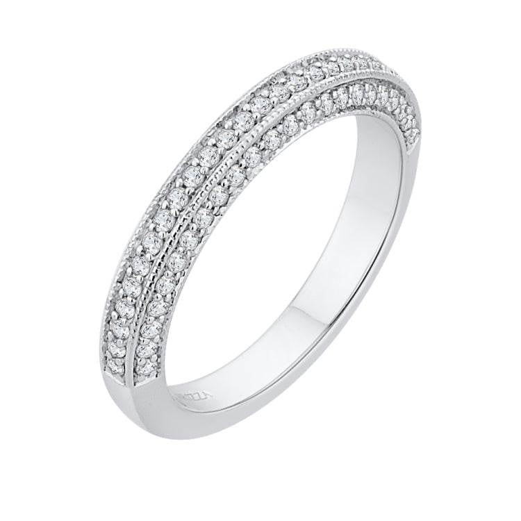 14K White Gold Round Diamond Half-Eternity Wedding Band