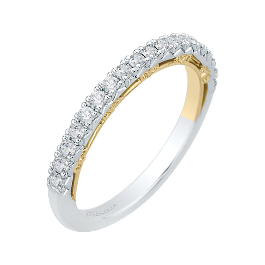 14K Two-Tone Gold Round Diamond Half-Eternity Wedding Band