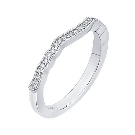 Round Diamond Half-Eternity Wedding Band In 14K White Gold