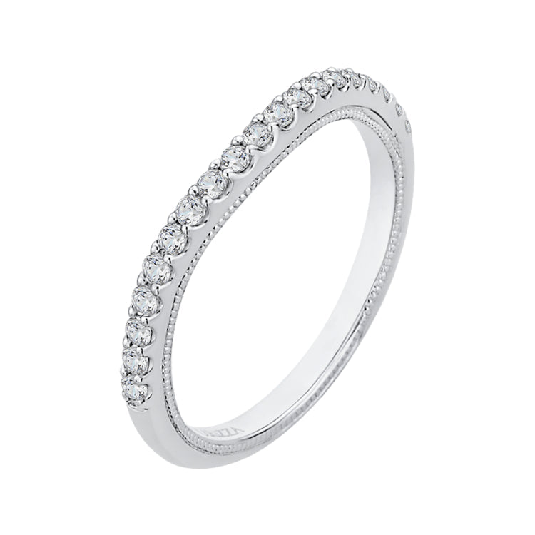 14K White Gold Round Diamond Half-Eternity Wedding Band