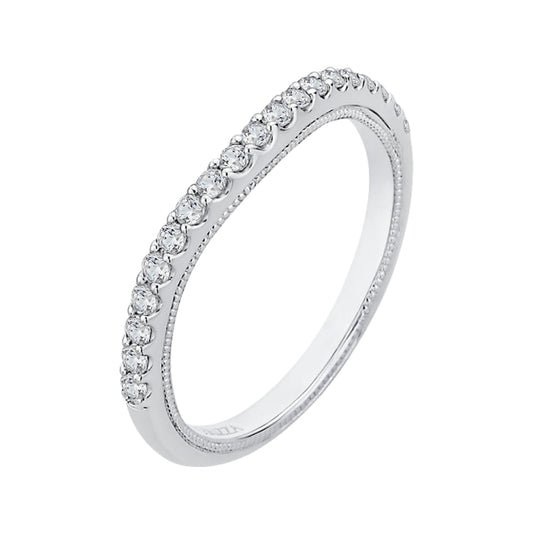 14K White Gold Round Diamond Half-Eternity Wedding Band