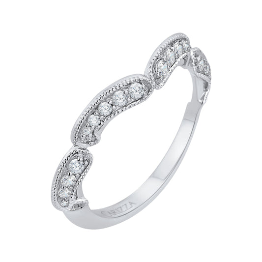 14K White Gold Round Diamond Half-Eternity Wedding Band